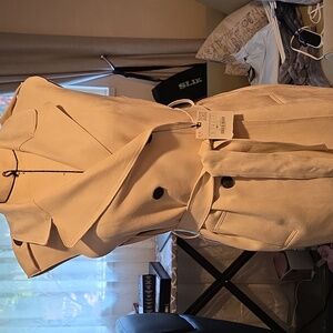 Zara Double-Breasted Beige Suede Sleeveless Trench‎ Coat